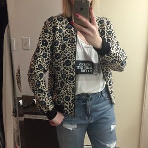 Topshop quilted floral print bomber jacket
